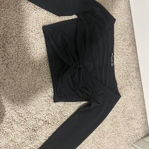 Pretty Little Thing Ruched cropped black long sleeve top.